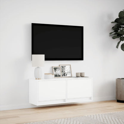 TV-Møbel Hvit Tv-benk med LED 100x31x35 cm