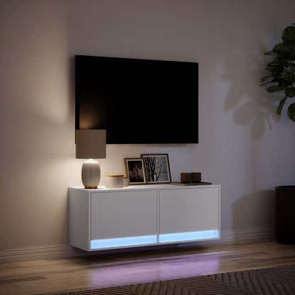 TV-Møbel Hvit Tv-benk med LED 100x31x35 cm