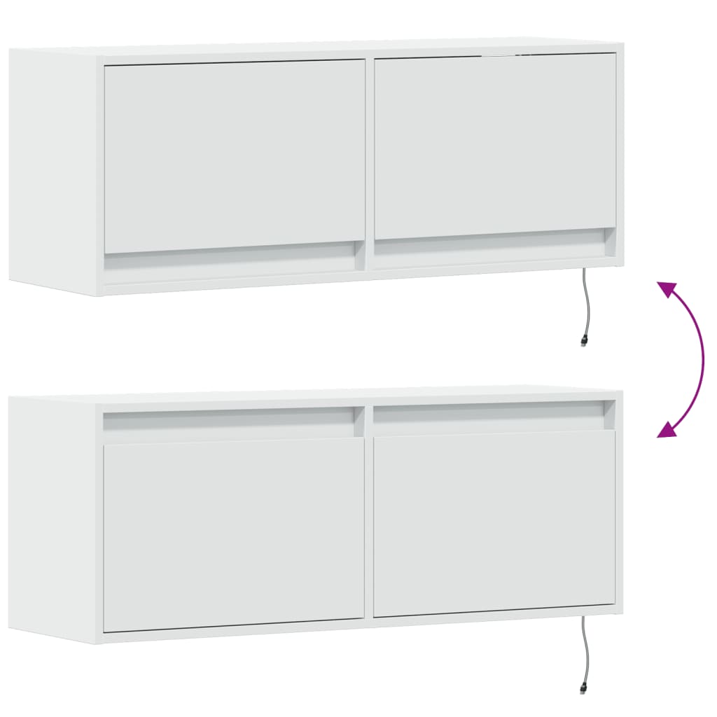 TV-Møbel Hvit Tv-benk med LED 100x31x35 cm