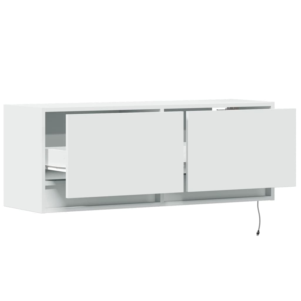 TV-Møbel Hvit Tv-benk med LED 100x31x35 cm