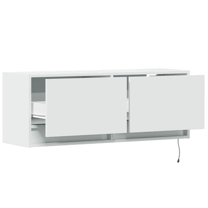 TV-Møbel Hvit Tv-benk med LED 100x31x35 cm