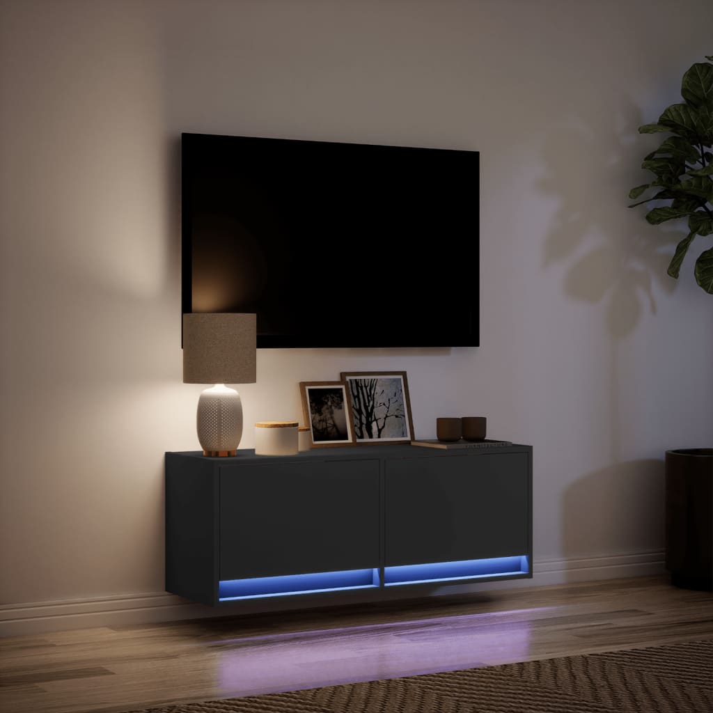 TV-Møbel Svart TV-benk med LED 100x31x35 cm