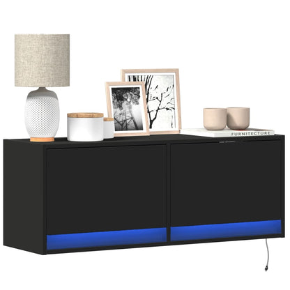 TV-Møbel Svart TV-benk med LED 100x31x35 cm