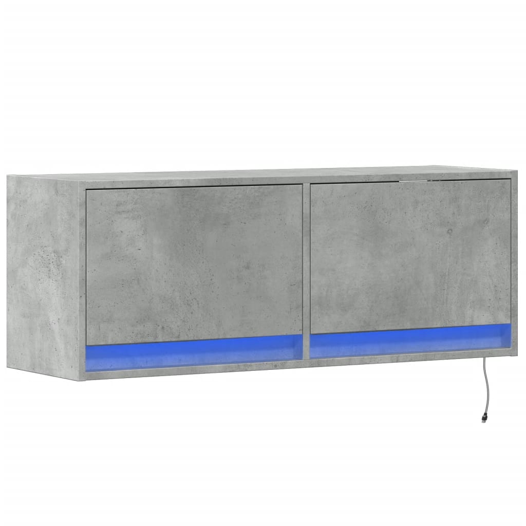 TV-Møbel Betonggrå Tv-benk med LED-lys 100x31x35 cm