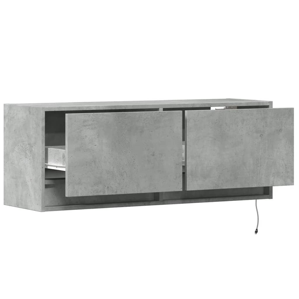 TV-Møbel Betonggrå Tv-benk med LED-lys 100x31x35 cm