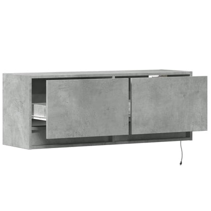 TV-Møbel Betonggrå Tv-benk med LED-lys 100x31x35 cm