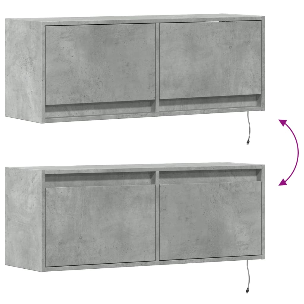 TV-Møbel Betonggrå Tv-benk med LED-lys 100x31x35 cm