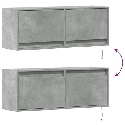 TV-Møbel Betonggrå Tv-benk med LED-lys 100x31x35 cm