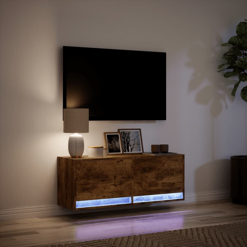 TV-Møbel Røyk Eik Tv-benk med LED 100x31x35 cm