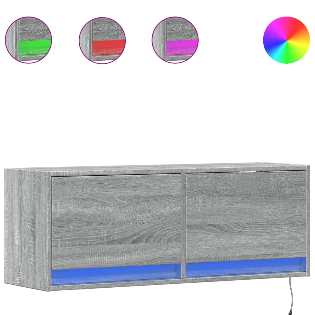 TV-Møbel Sonoma Grå TV-benk med LED 100x31x35 cm