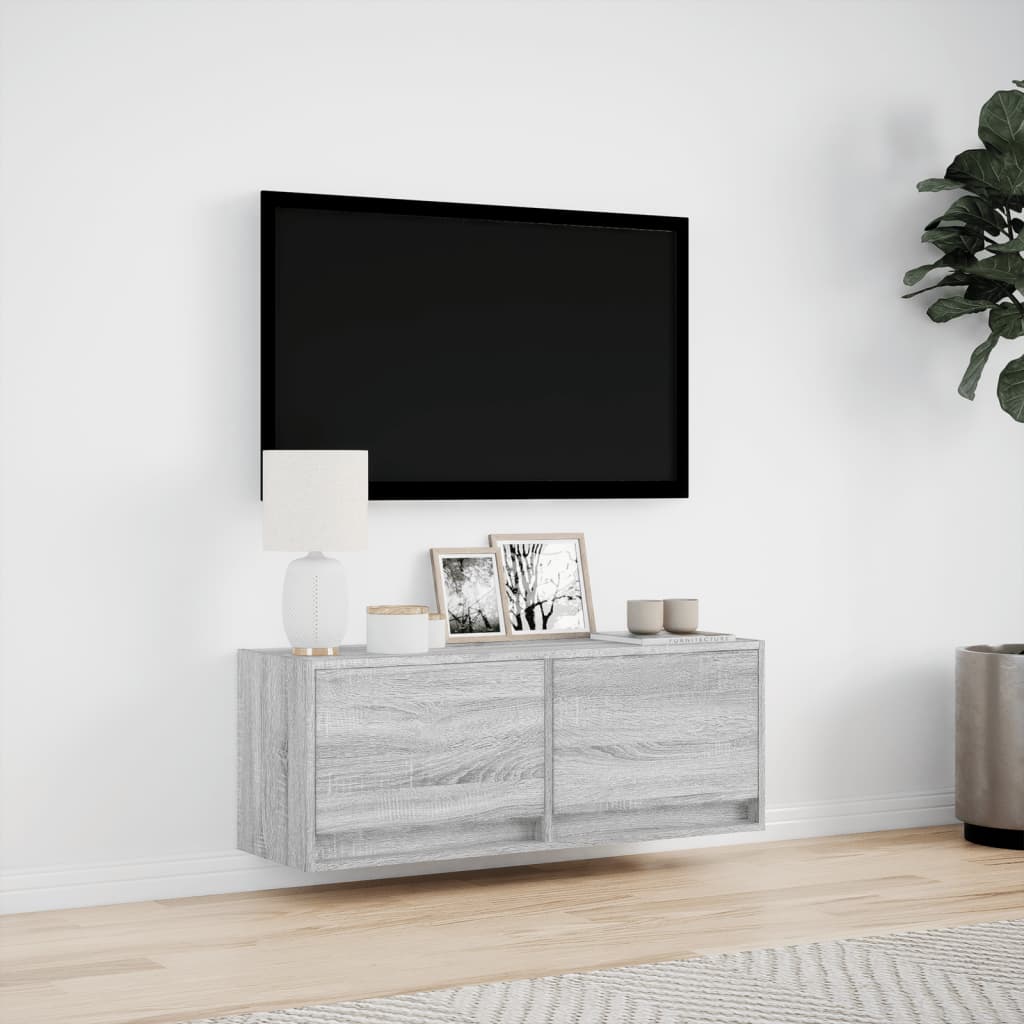 TV-Møbel Sonoma Grå TV-benk med LED 100x31x35 cm