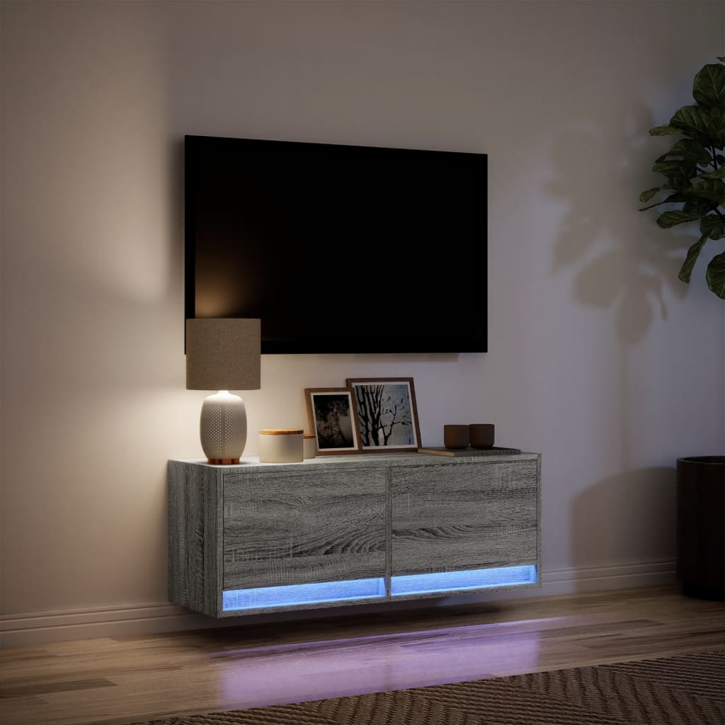 TV-Møbel Sonoma Grå TV-benk med LED 100x31x35 cm