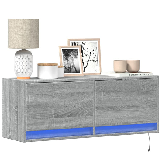 TV-Møbel Sonoma Grå TV-benk med LED 100x31x35 cm
