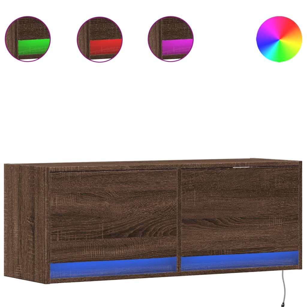 TV-Møbel Brun Eik TV-Veggskap med LED 100x31x35 cm