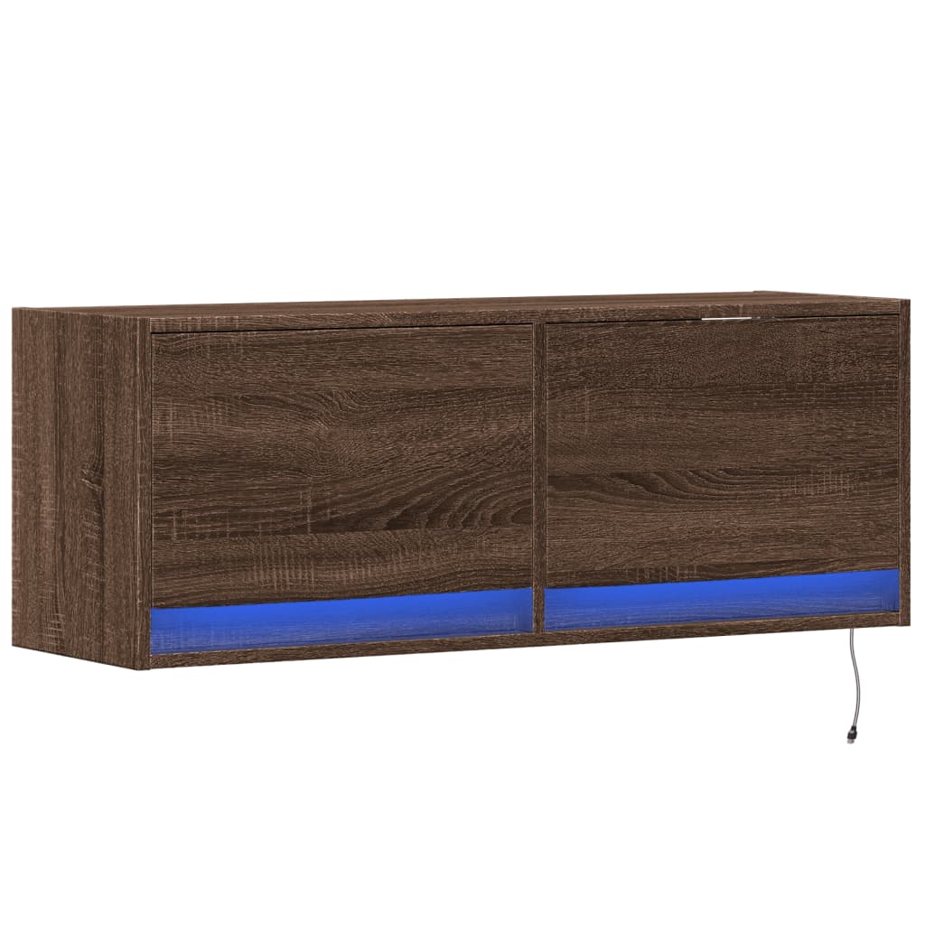 TV-Møbel Brun Eik TV-Veggskap med LED 100x31x35 cm
