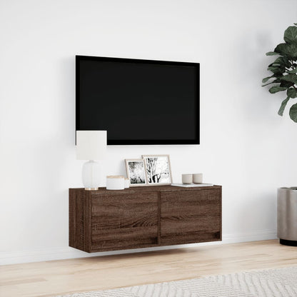 TV-Møbel Brun Eik TV-Veggskap med LED 100x31x35 cm