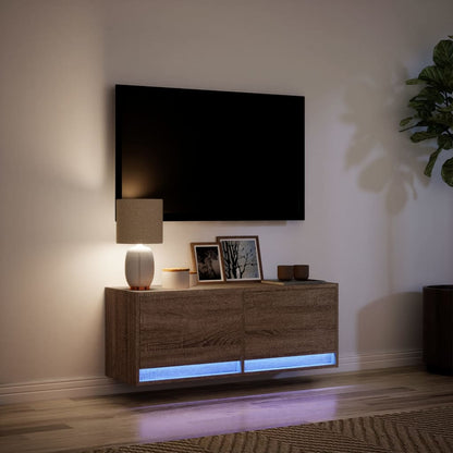 TV-Møbel Brun Eik TV-Veggskap med LED 100x31x35 cm