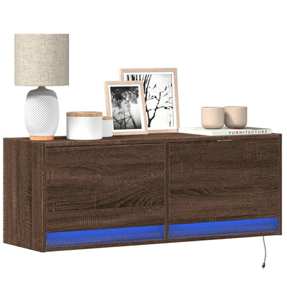 TV-Møbel Brun Eik TV-Veggskap med LED 100x31x35 cm