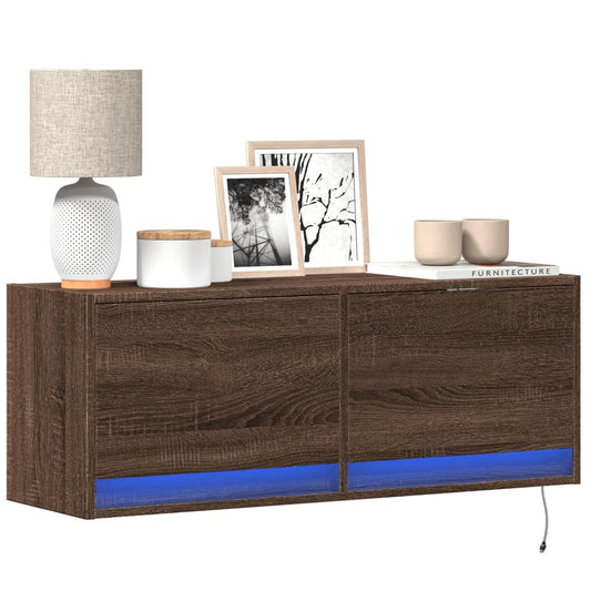 TV-Møbel Brun Eik TV-Veggskap med LED 100x31x35 cm