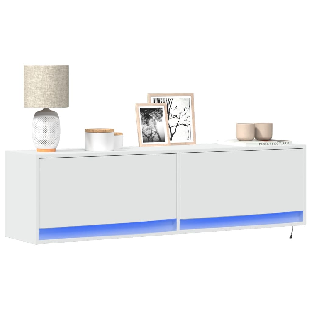 TV-Møbel Hvit TV-benk med LED 140x31x38 cm