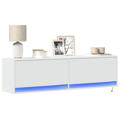 TV-Møbel Hvit TV-benk med LED 140x31x38 cm