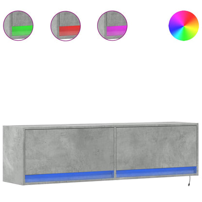 TV-Møbel Betonggrå TV-benk med LED-lys 140x31x38 cm