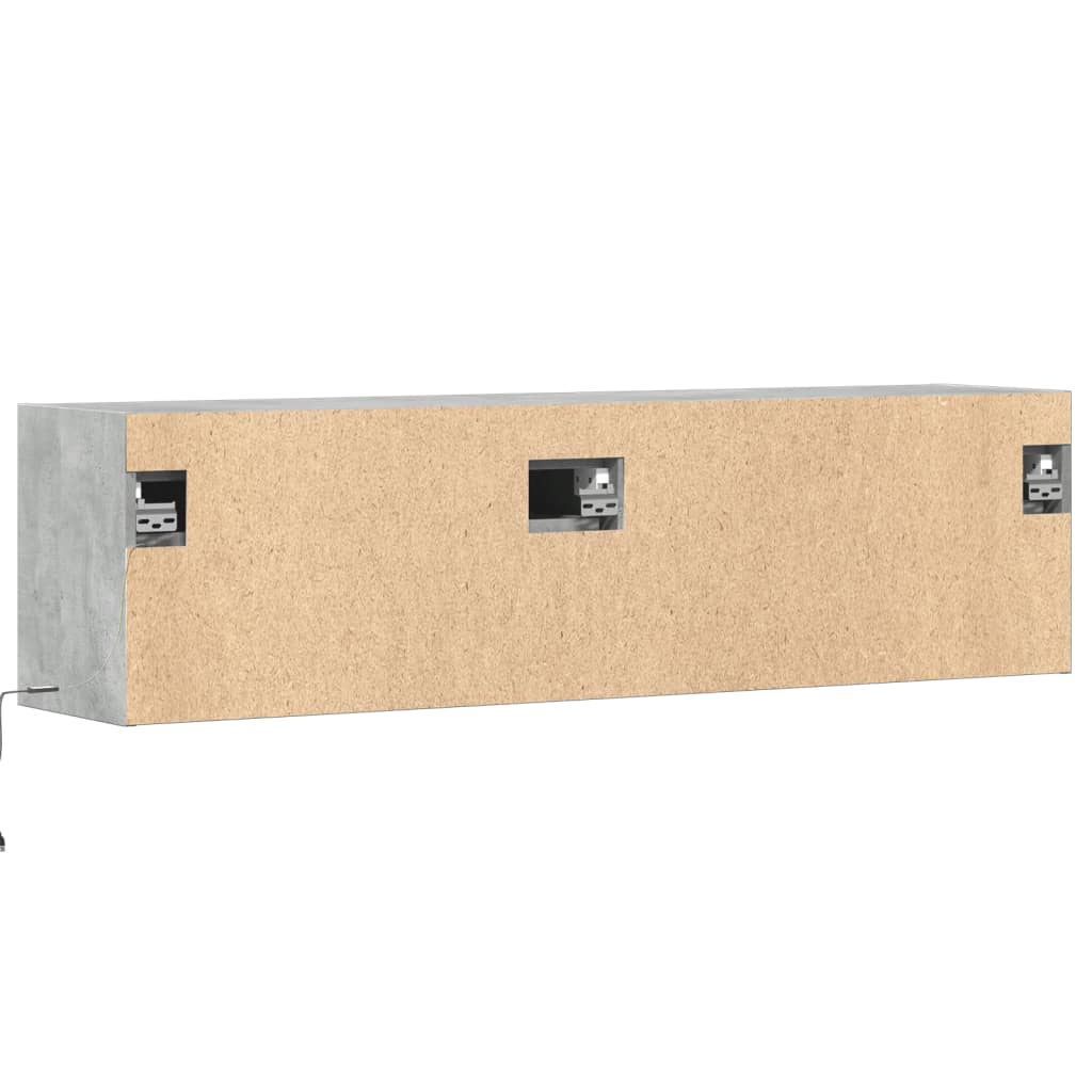 TV-Møbel Betonggrå TV-benk med LED-lys 140x31x38 cm