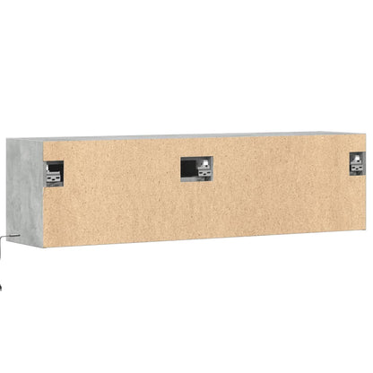 TV-Møbel Betonggrå TV-benk med LED-lys 140x31x38 cm
