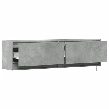 TV-Møbel Betonggrå TV-benk med LED-lys 140x31x38 cm