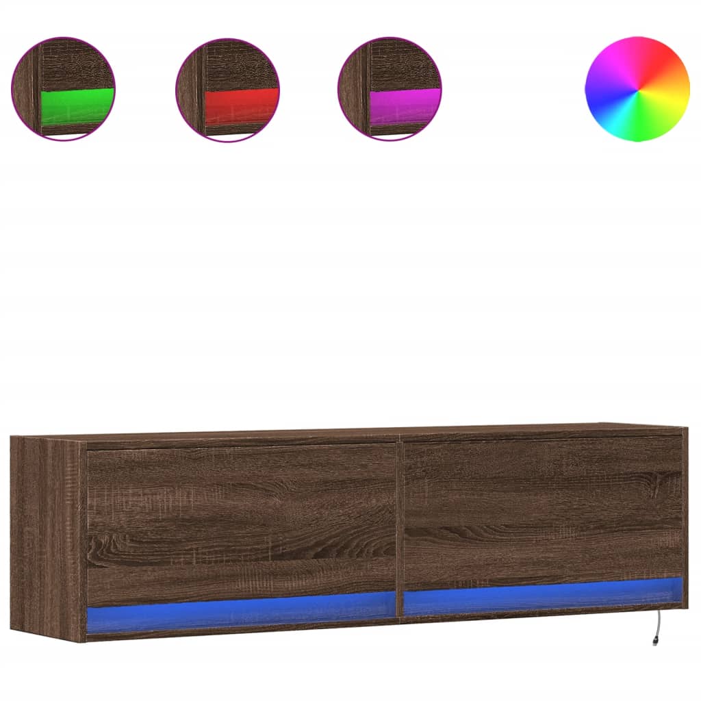 TV-Møbel Brun Eik TV-benk med LED 140x31x38 cm