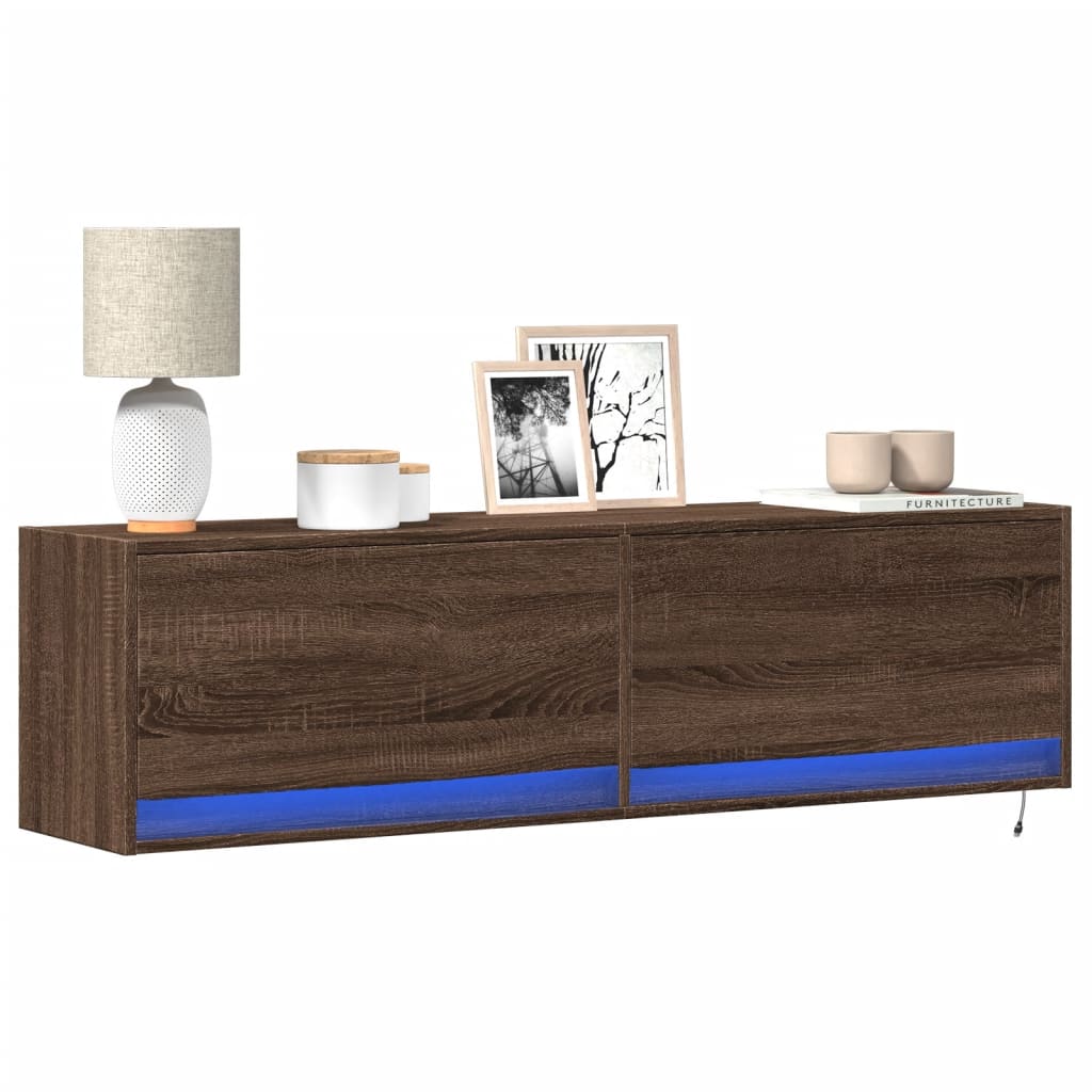 TV-Møbel Brun Eik TV-benk med LED 140x31x38 cm