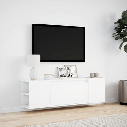 TV-Møbel Hvit TV-benk med LED 135x31x39,5 cm