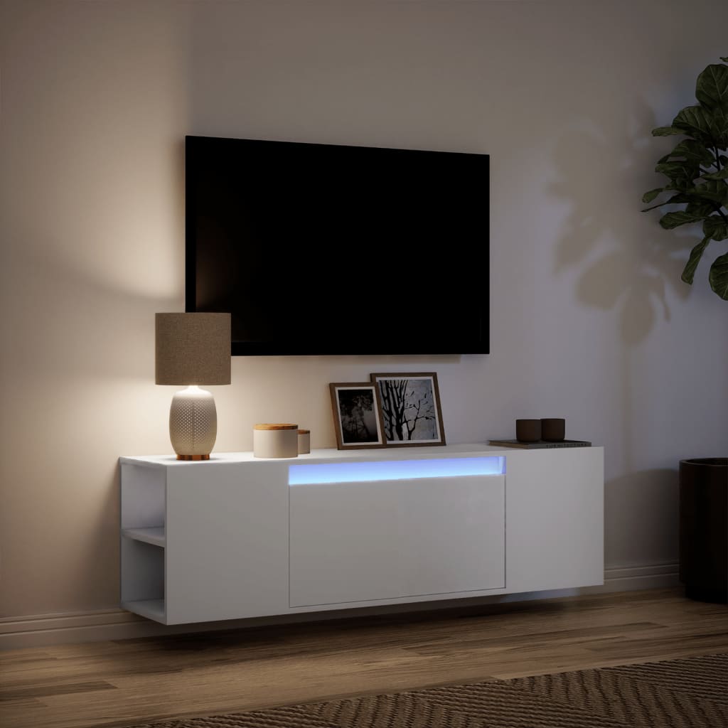 TV-Møbel Hvit TV-benk med LED 135x31x39,5 cm