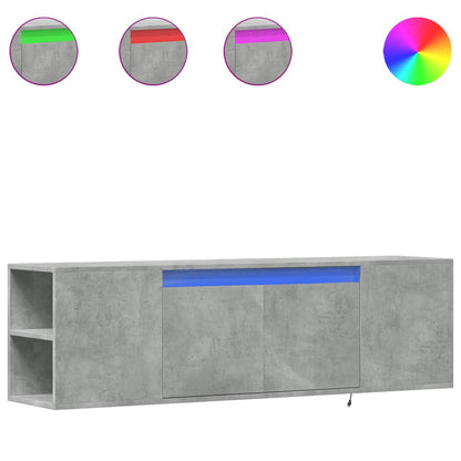 TV-Møbel Betonggrå TV-benk med LED-lys 135x31x39,5 cm