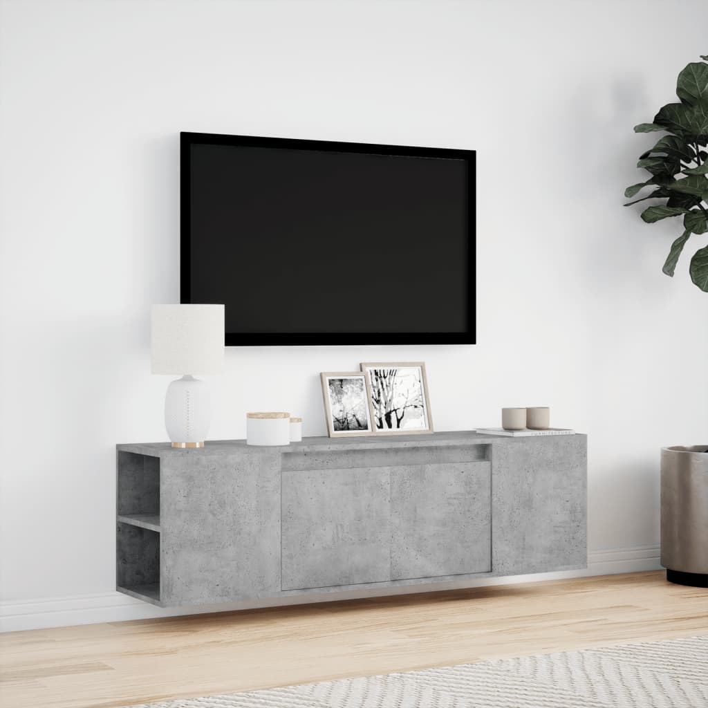 TV-Møbel Betonggrå TV-benk med LED-lys 135x31x39,5 cm