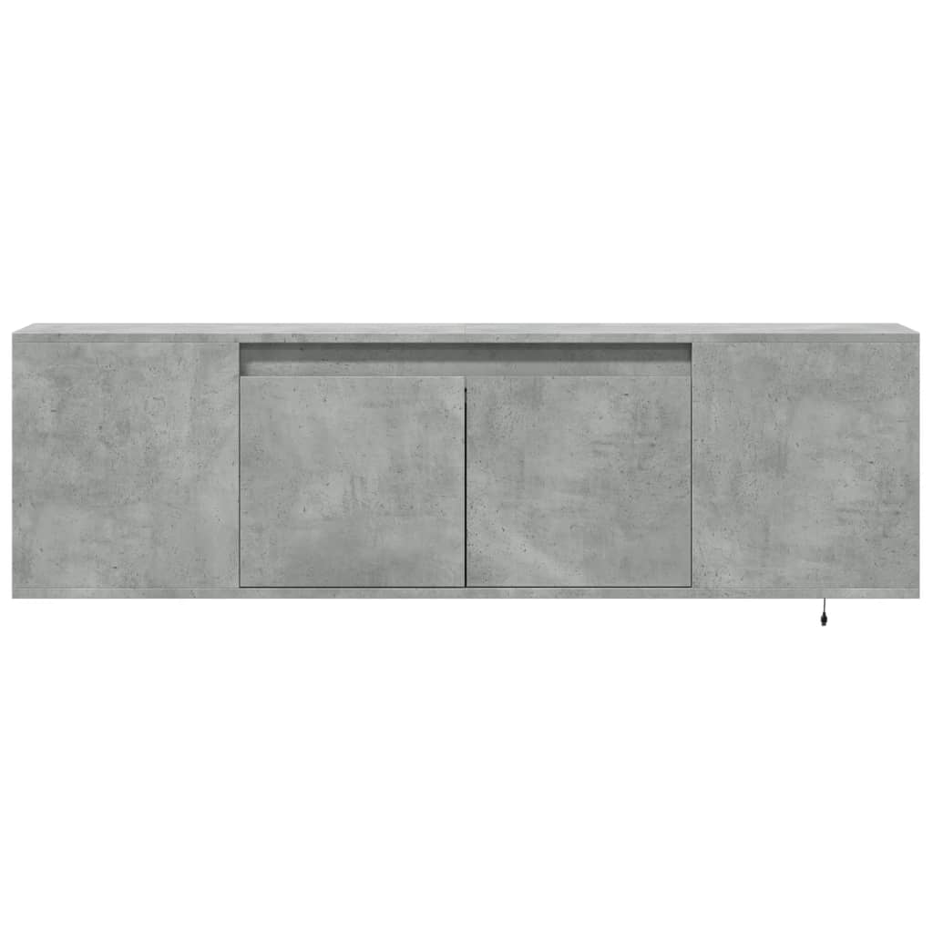 TV-Møbel Betonggrå TV-benk med LED-lys 135x31x39,5 cm