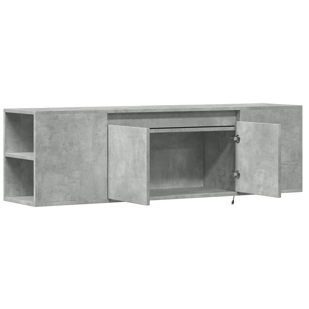 TV-Møbel Betonggrå TV-benk med LED-lys 135x31x39,5 cm