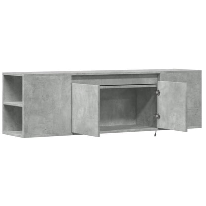 TV-Møbel Betonggrå TV-benk med LED-lys 135x31x39,5 cm