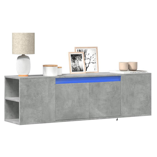 TV-Møbel Betonggrå TV-benk med LED-lys 135x31x39,5 cm