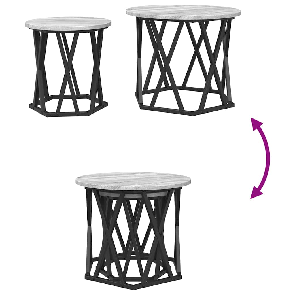 Stablende Sidebord 2 stk Grå Sonoma Ingeniørtre