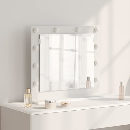 Sminkespeil med LED-lys Hvit 60x55x18 cm