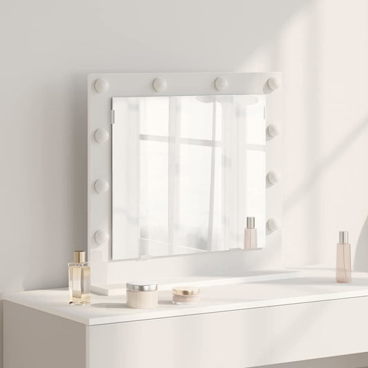 Sminkespeil med LED-lys Hvit 60x55x18 cm