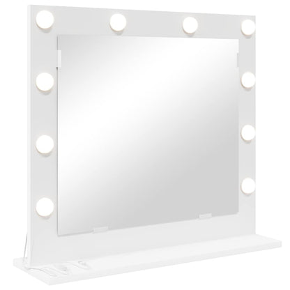 Sminkespeil med LED-lys Hvit 60x55x18 cm