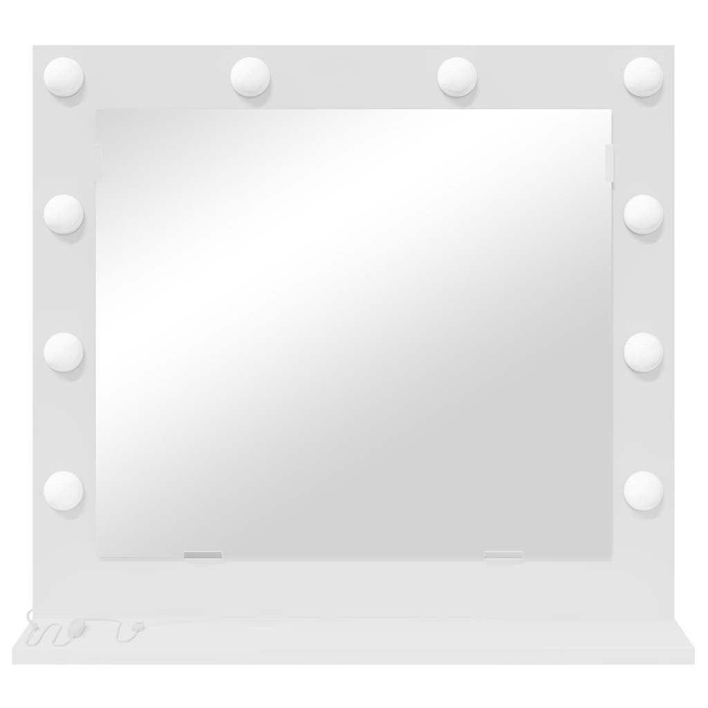 Sminkespeil med LED-lys Hvit 60x55x18 cm