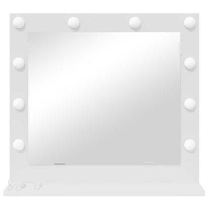 Sminkespeil med LED-lys Hvit 60x55x18 cm
