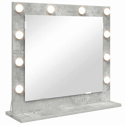 Sminkespeil med LED Lys Betonggrå 60x55x18 cm
