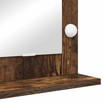 Sminkespeil med LED-lamper Røkt Eik 60x55x18 cm