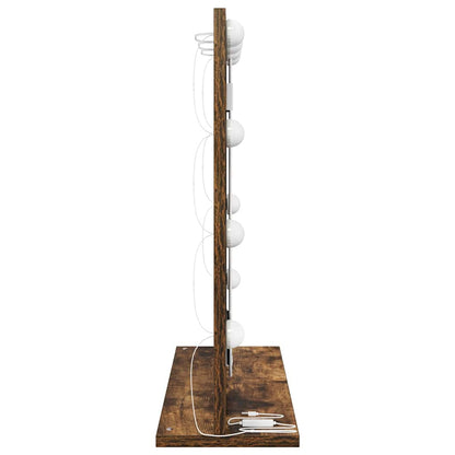 Sminkespeil med LED-lamper Røkt Eik 60x55x18 cm