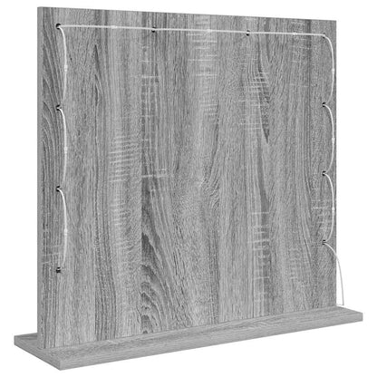 Sminkespeil med LED-lys Grå Sonoma 60x55x18 cm
