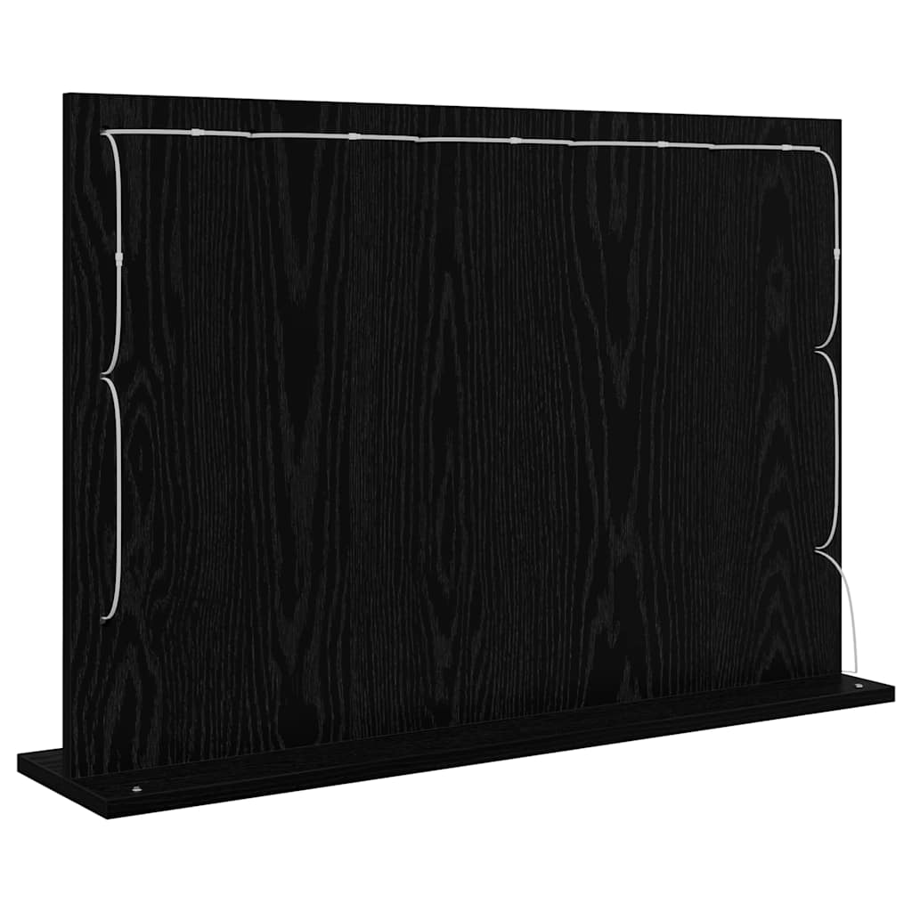 Sminkespeil Svart Eikmed LED-lamper 80x55x18 cm